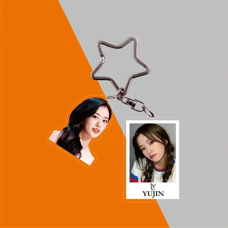 Kpop Women's Group Yujin Gaeul Wonyoung LIZ Rei Leeseo Star Peripheral Keyring Double Pendant Acrylic Keychain Decor Collection