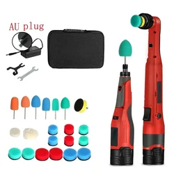 ROOA 12V Cordless Car Polisher  Mini Polishing Machine Kit  Wireless Auto Detailing Waxing  Quick Replacement Polishing Heads