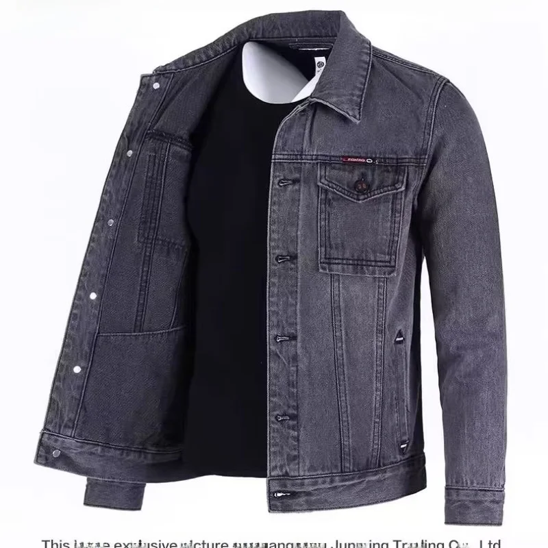 

Men's Loose Fit Denim Jaet Autumn Winter New Sle Wear Resistant Multi ket Workwear Welding Anti Heat Jaet