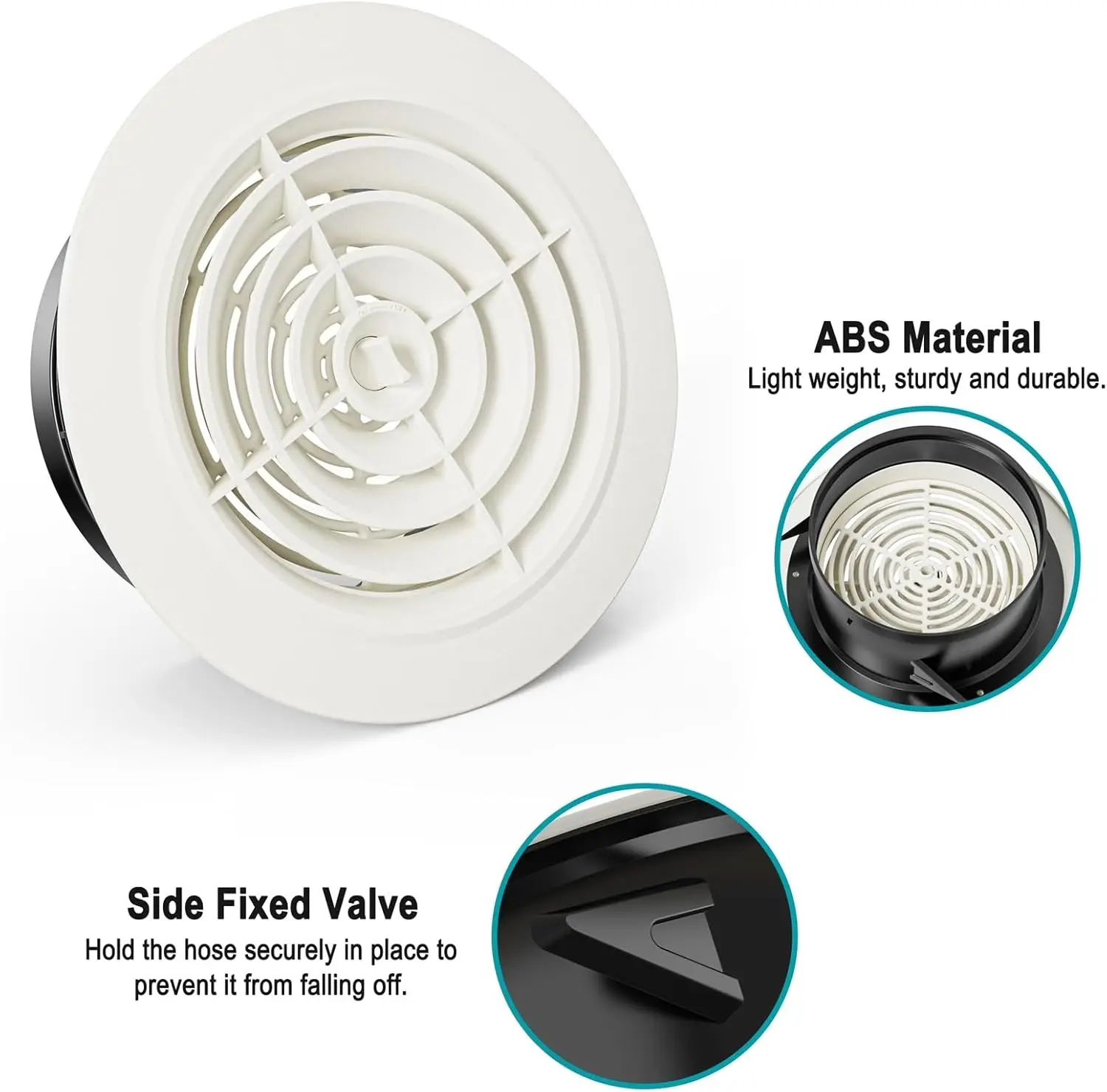 1Piece White ABS Round Air Vent Grille Louver Cover Diffuser Ventilation A/C Duct