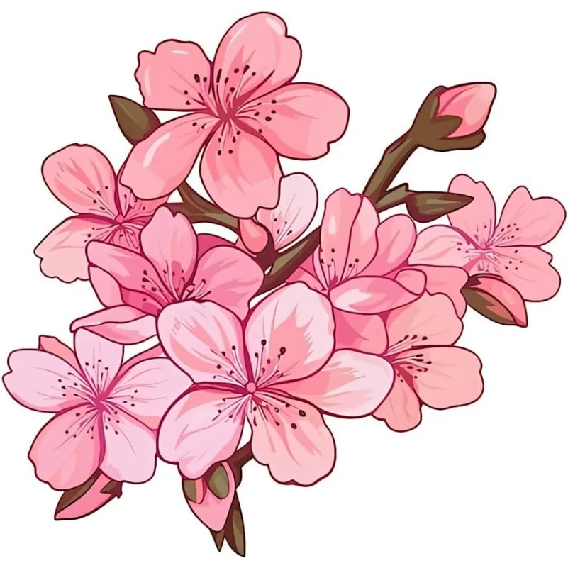 1pc Pink Cherry Blossom Vinyl Stickers, Scratch Resistant Decals for Car, Helmet, Windshield & Trunk Decor