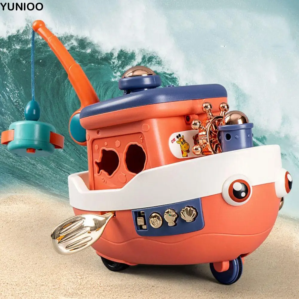

Electric Cruise Boat Toy Go Fish Sensory Interactive Musical Sound Kids Toy Storage Multifunction Lights Sounds Ship Toy