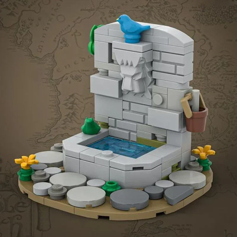 중세 성 모델 Moc 빌딩 벽돌 Caste 벽 분수 기술 모듈 형 블록 선물 크리스마스 장난감 DIY 세트 조립
