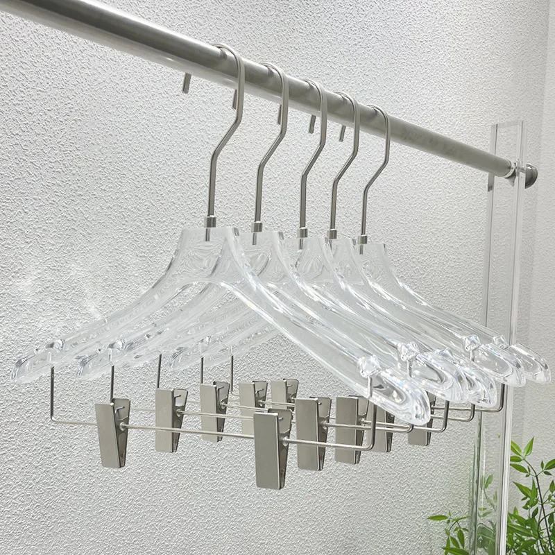 

5pcs Clothes Hanger Man Women Kids Hanger Closet Clear Wardrobe Transparent Acrylic Pants Rack for Shop Store