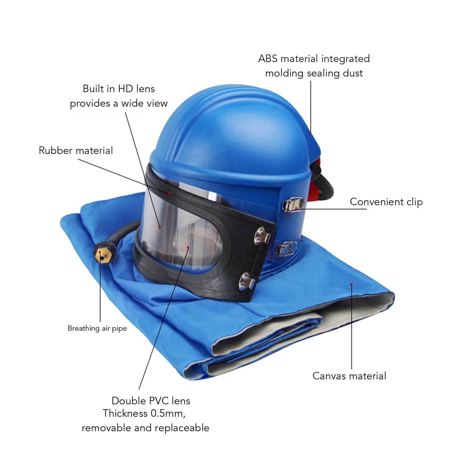 Sandblasting Helmet with Air Supply Sandblaster Air Supplied Safety Sandblast Hood Protector