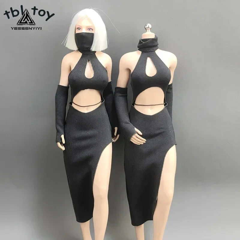 1/6 Scale Female High-stretch Slit Cheongsam Long Dress Soldier Clothes Model for 12inch TBL S17 S35B Action Figures Doll Body