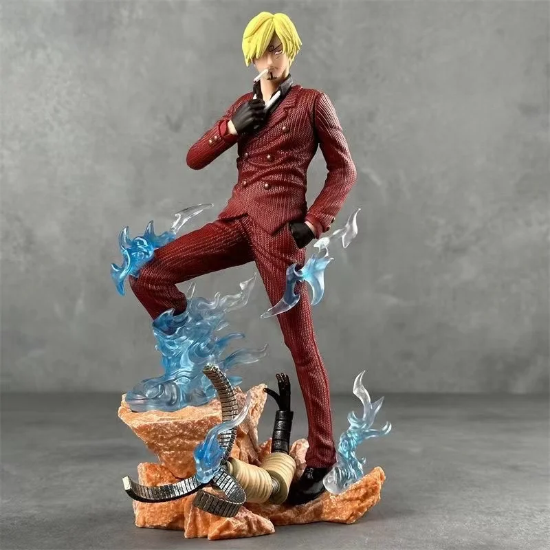 Figura de acción de Anime de una pieza, figura de Sanji fumador, modelo coleccionable, juguetes de regalo, 24CM