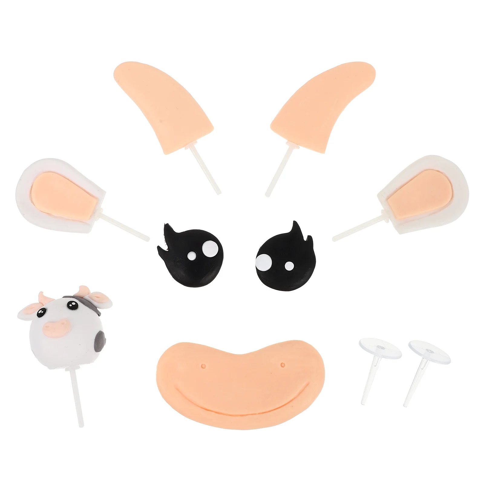 ชุดตกแต่งเค้กวัวน่ารัก 1 ชุด ทำจากดินเหนียวคุณภาพสูง ทนทาน เหมาะสำหรับตกแต่งเค้กวันเกิด งานเลี้ยงฉลองทารก และของหวาน