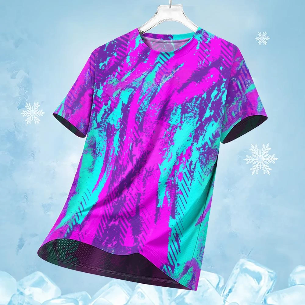 

Men's T Shirt Running Sport T Shirts Multi Color Patchwork Printed T-Shirt Breathable Quick Drying Short Sleeved Sportswear Tops