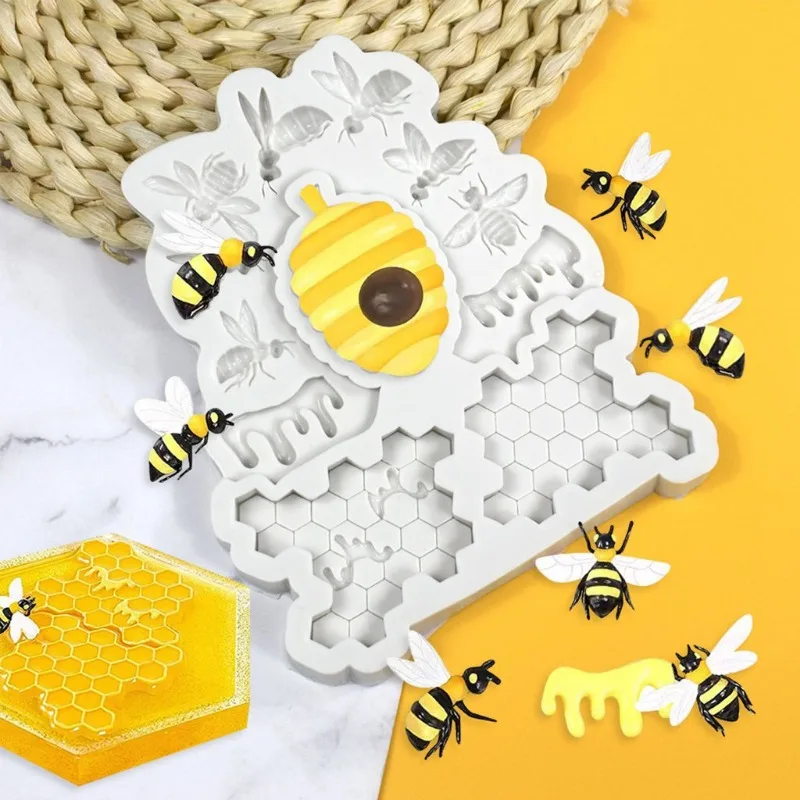 Bee Honeycomb Silicone Mold for Resin Soap Candle Making  Non-Stick Flexible Mold for Baking Chocolate Dessert Decoration