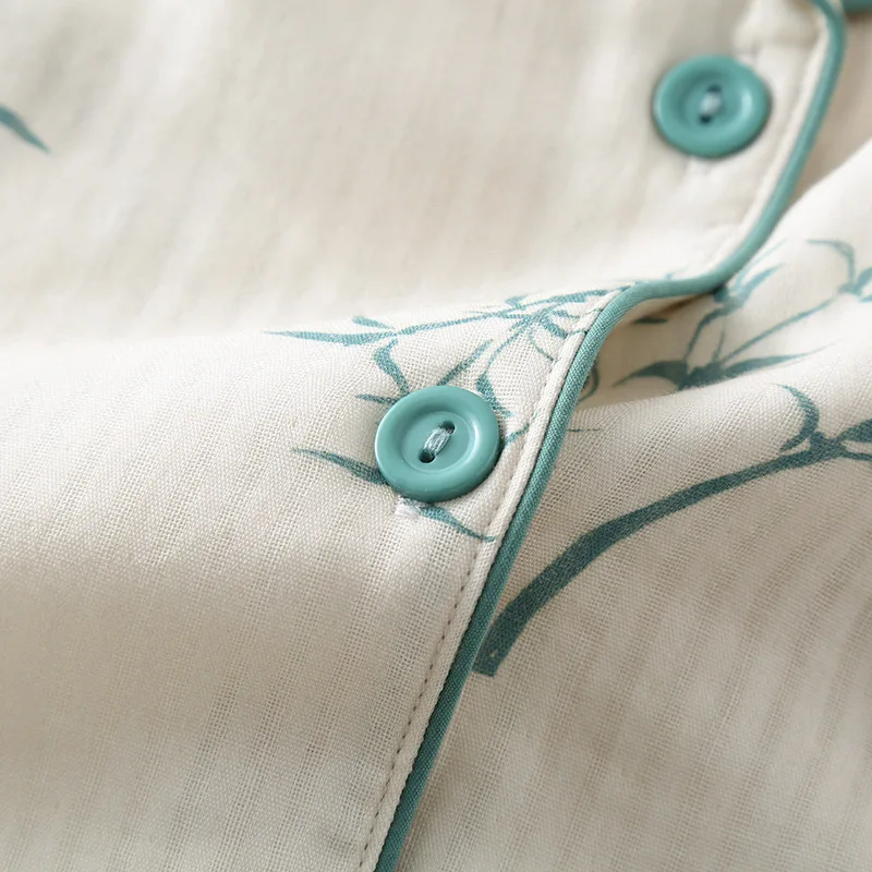 طقم بيجامة نسائي جديد لربيع وصيف 2024 100% كريب قطني بأكمام طويلة قطعتين لطيف حلو مقاس كبير ملابس نوم منزلية غضب