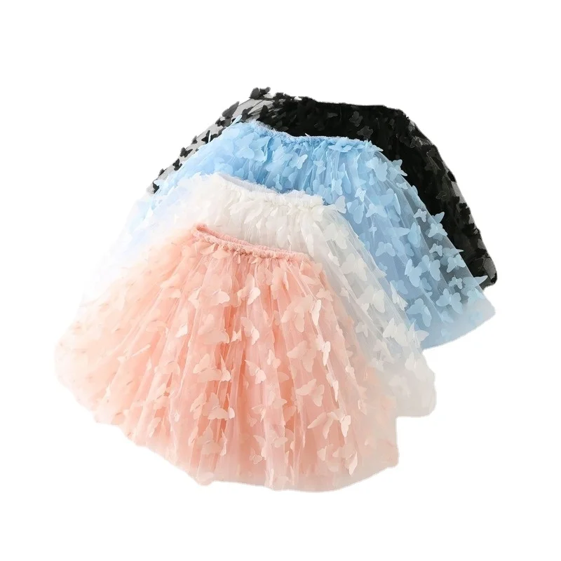 

New 1-8Y Cute Butterfly Baby Girl Skirt Tutu Mesh Ball Gown Skirts Tulle Princess Party Dance Ballet Faldas Kids Clothes CL975