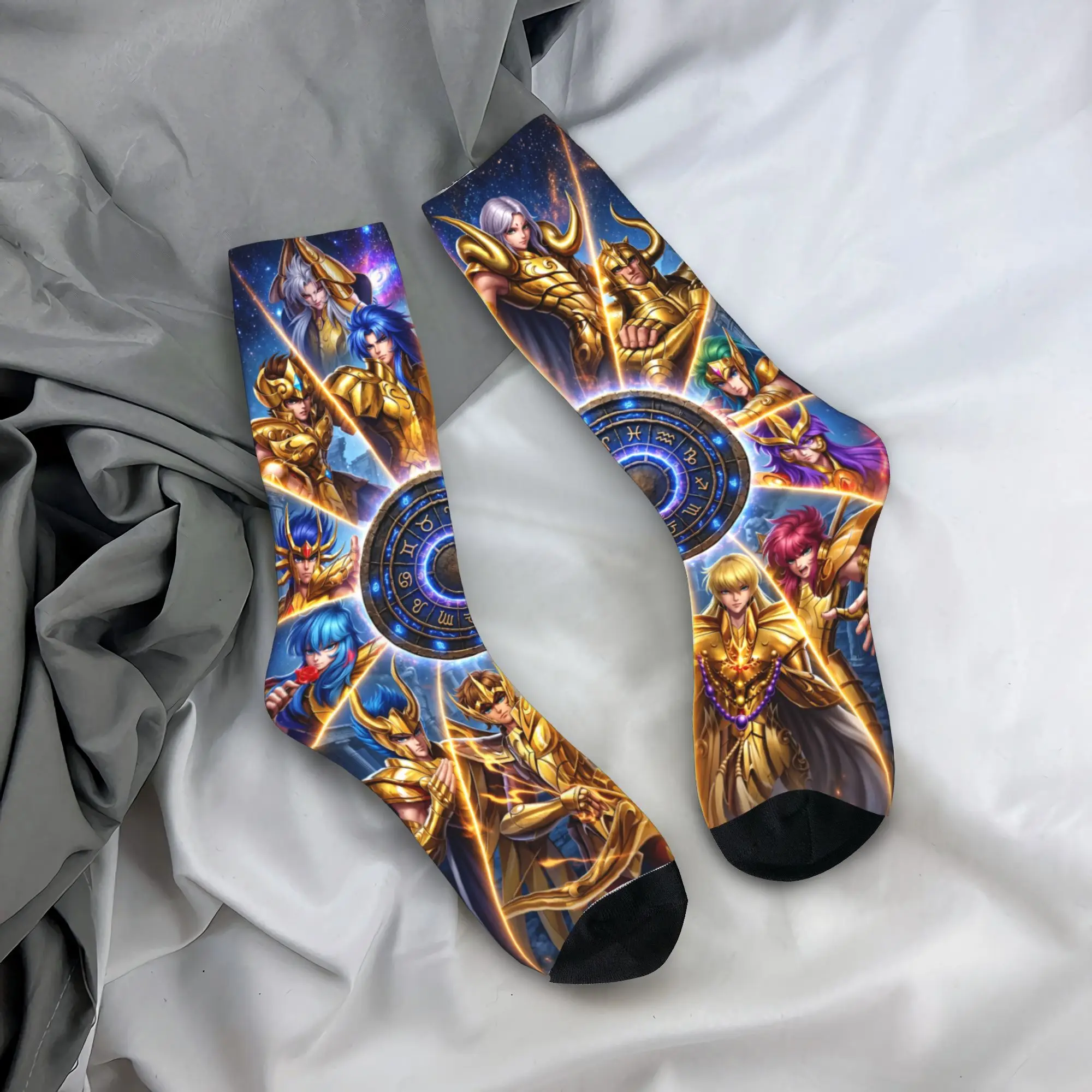 Saint Seiya Milo Scorpio Print Stockings Unisex Men  Socks Breathable Leisure Socks Autumn Outdoor Anti Skid Design Socks Gift