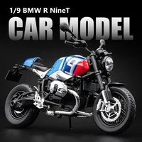 1:9 BMW R NineT Diecast Alloy Motorcycle Model Simulation Suspension Steering Model Sound Light Toy Boy Gift