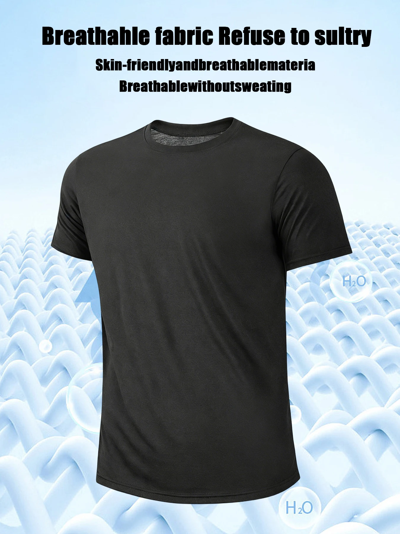 Men's Quick Dry T-Shirt Breathable Stretch Short Sleeve Crew Neck for Gym Running Fitness Blank Tee Summer Casual Wear image 4