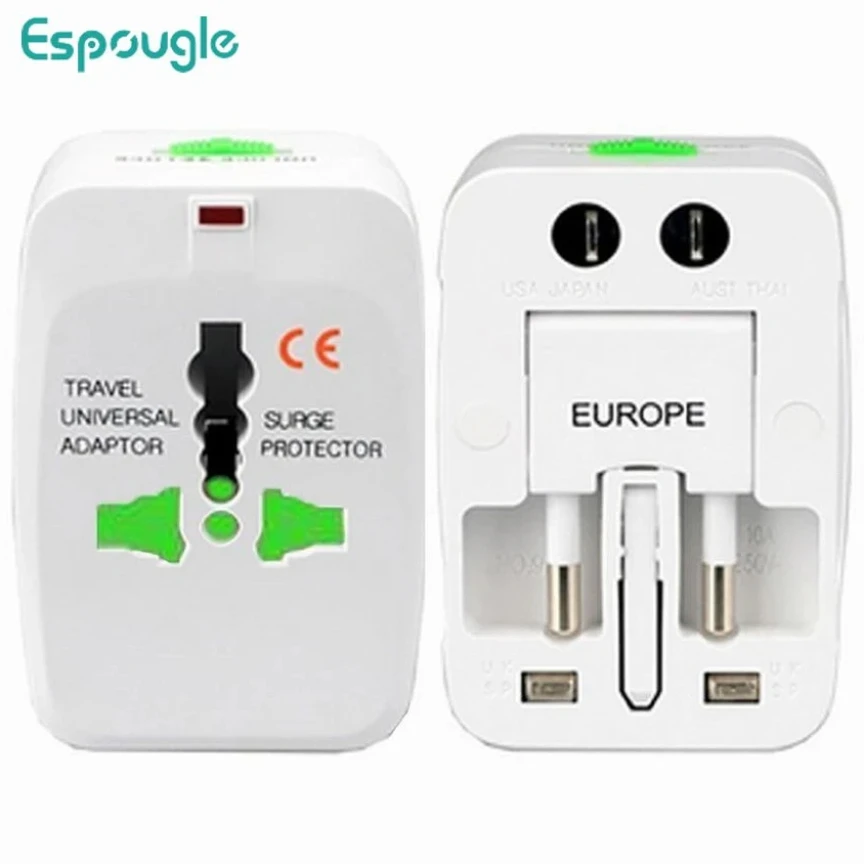 50pcs Universal Power Plug Adapter All in One EU AU US UK International World Travel AC Charger Converter Socket Outlet