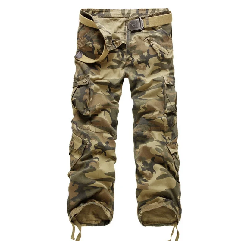 

Men Jeans Cargo Pants Camouflage Mid Waist Patchwork Denim Slim Fit Zipper Pockets Solid Ankle Length Trousers High Street Male