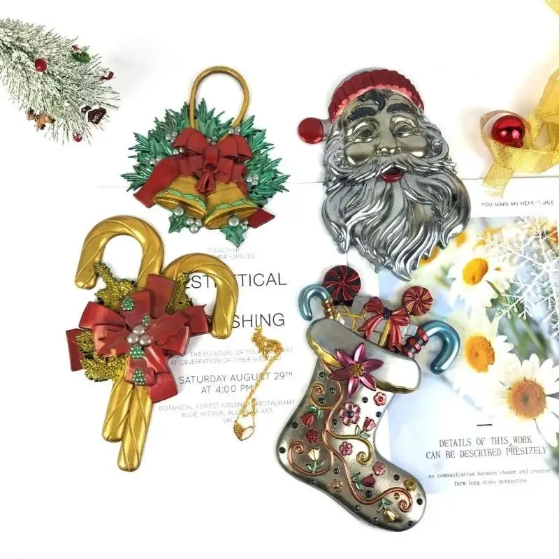 P9FE Wandbehang Formen Weihnachtsmann Glocke Silikonform Stereo Epoxidharz Form für DIY Handwerk Weihnachten Heimdekoration – Detail 2