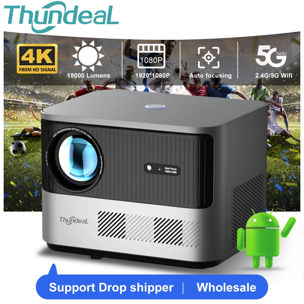 

Support Dropshipper Wholesale ThundeaL TDA6 FHD1080P Projector WiFi Android 4K Video Smart Home Theater Projetor TDA6W Proyector