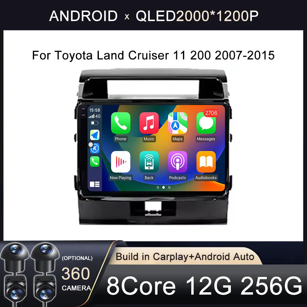 Android 14 Car Radio For Toyota Land Cruiser 11 200 2007-2015 Stereo Head Unit Dash Cam No 2din Touch Screen Multimedia Player