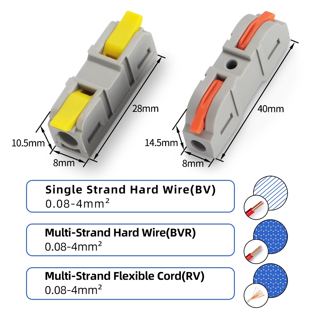 GTRIC Lever Wire Connectors 30/50/100PCS Compact Splicing Wire Connector 450V 32A Pluggable Interlocking Terminal Blocks