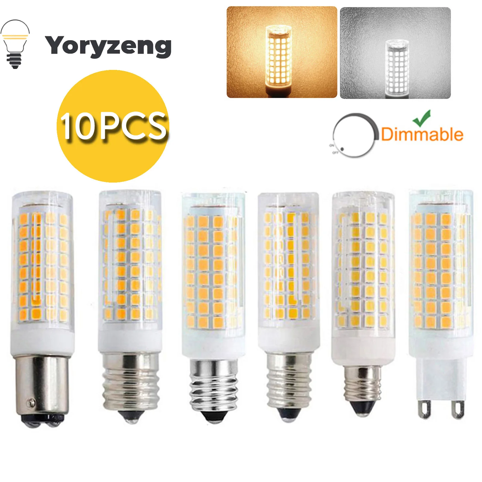 

10PCS 9W G4 G9 Dimmable E11 E12 E14 E17 LED Corn Light Bulbs 110V 220V 102 LEDs Replace 85W Halogen 2835 SMD Bright Lamp