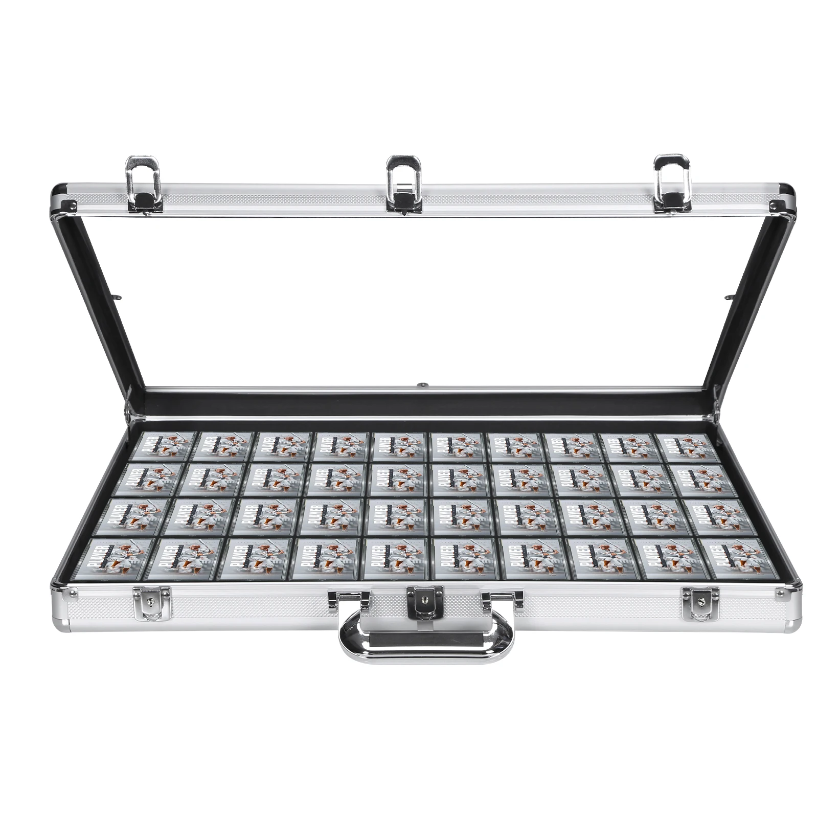 

24x20/33x22 In Clear Acrylic Showcase Large Aluminum Trading Card Case Lockable with Handle Suitable for TCG/Jewelry Collection