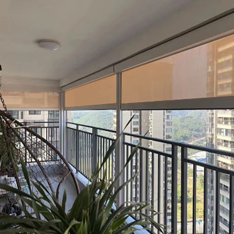 

Cassette Slide Panel Vertical Motorized Roller Total Blackout Shutters with Side Zipper Track