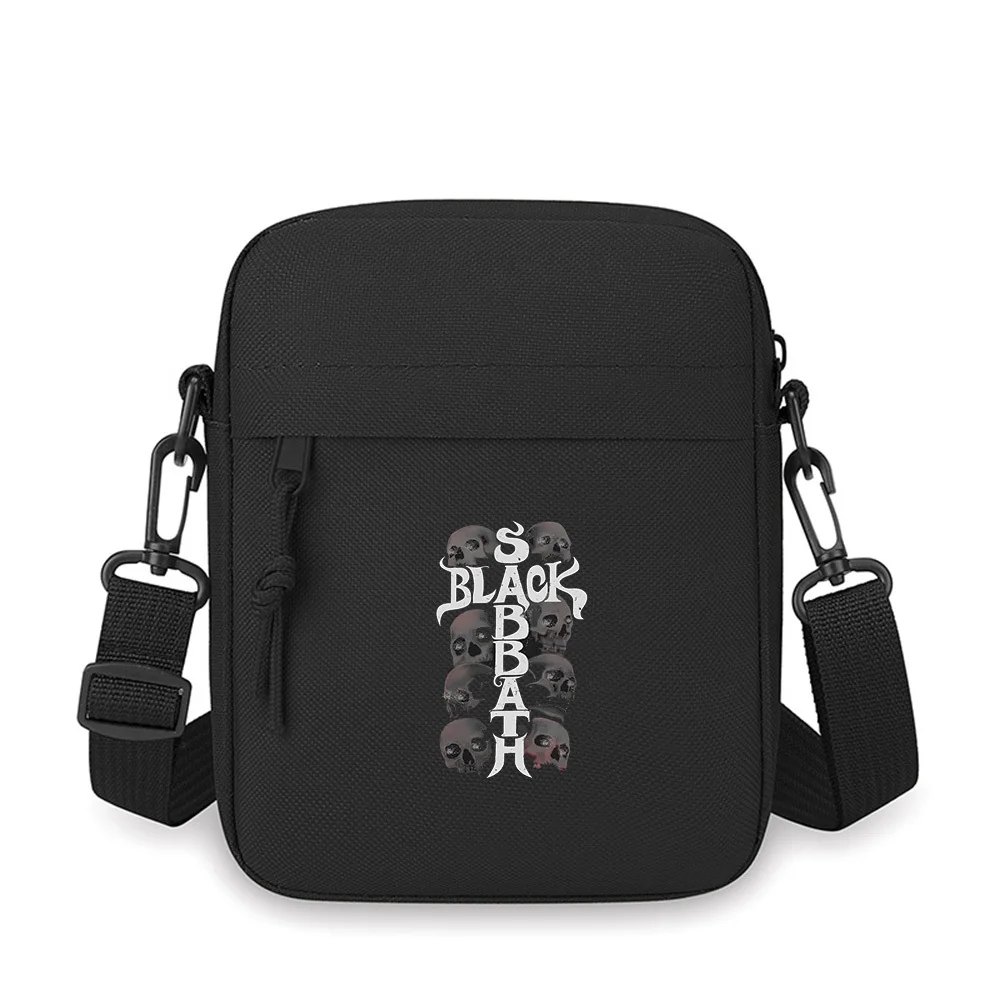 Skulls,band name design,black background Men Crossbody Bag Single Shoulder Women Cartoon Anime Film Printing Design Unisex