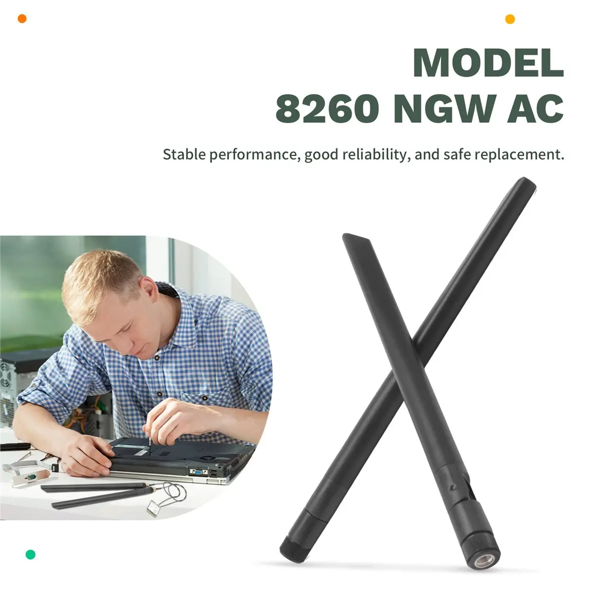 SWXF 8260 8260NGW WiFi Card+2X8DB Antenna 2.4G/5Ghz 867M Bluetooth 4.2 NGFF M.2 WiFi Wireless Card Module for AC 8260