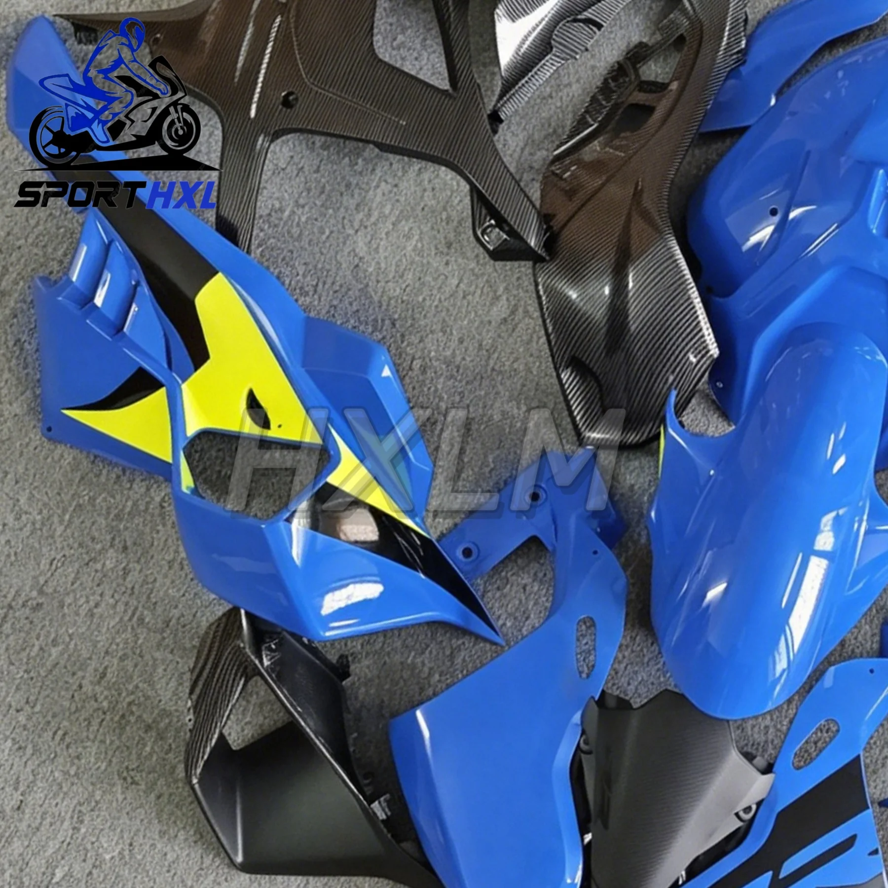 For BMW S1000RR M1000RR 2025 2026 Carbon Painted Look Motorcycle Fairing kit Body Blue and Yellow view 4