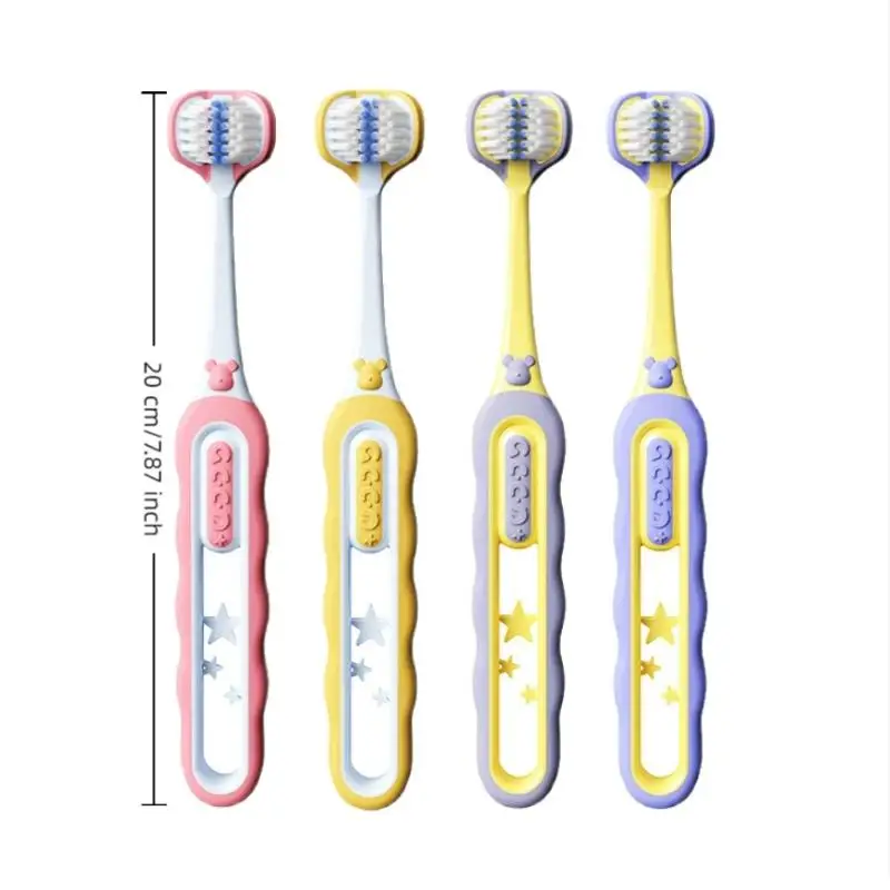 2/4 pezzi Spazzolino da denti per bambini Spazzole per sbiancamento dei denti con setole morbide a tre lati per bambini di età compresa tra 3 e 12 anni Igiene orale dentale