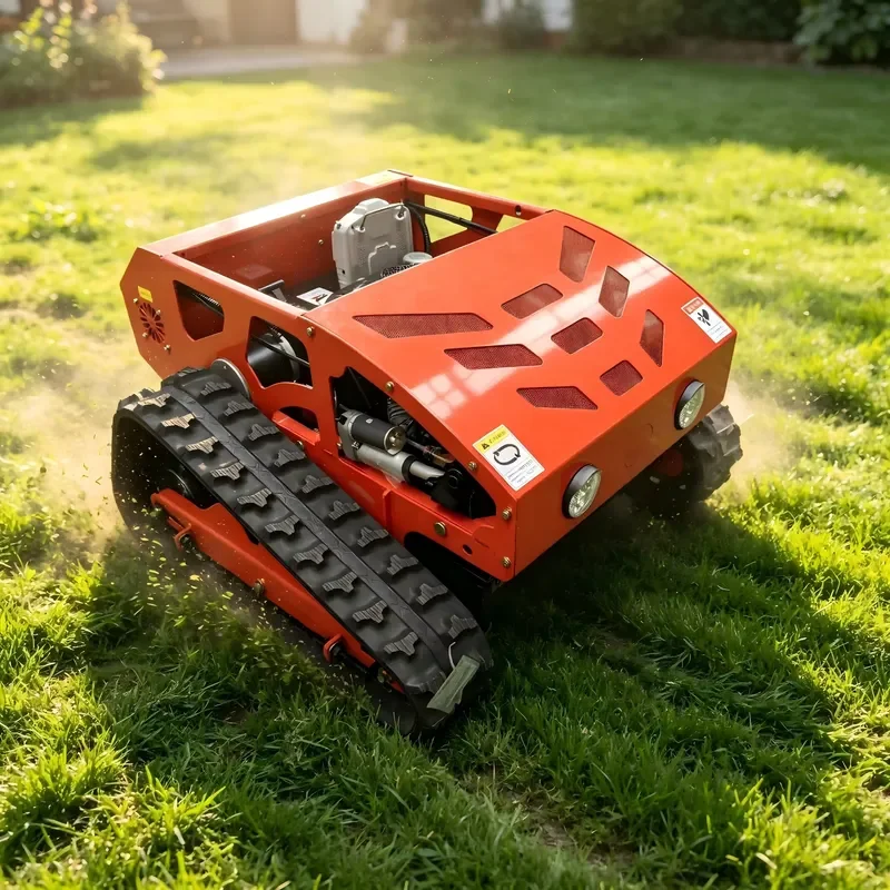 Industrial 4-Stroke Remote Control Tracked Lawn Mower 550mm 196cc Engine Slope Grass Cutter for Farm Garden Orchard