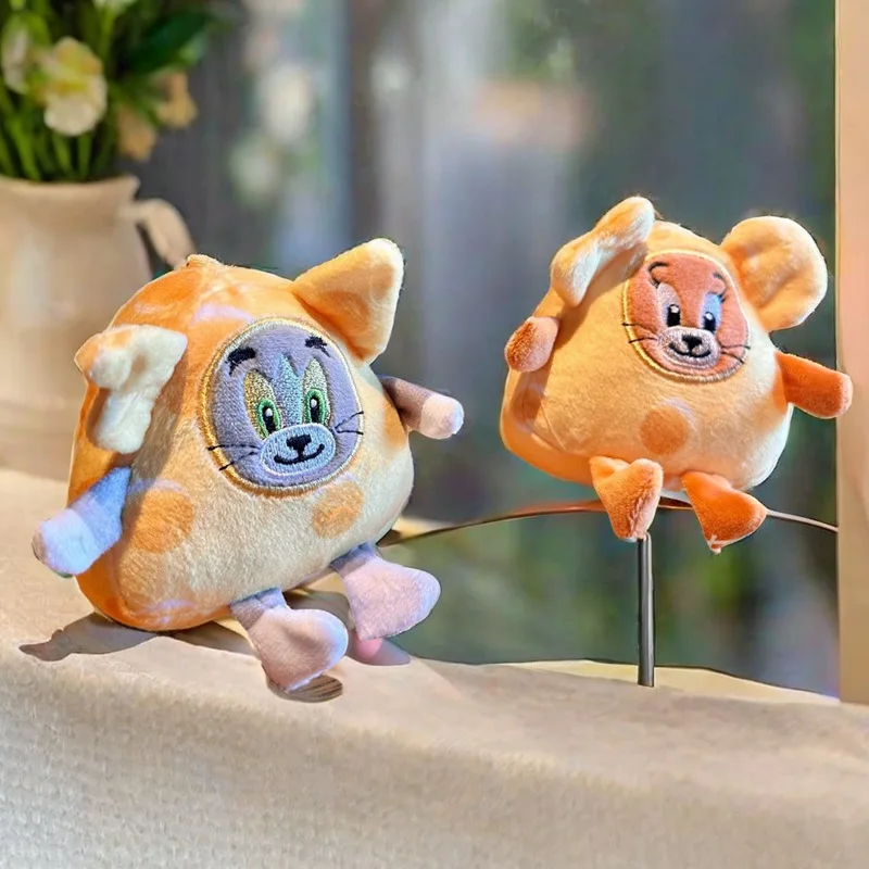 Cartoon Tom And Jerry peluche portachiavi infanzia classici Anime Figure formaggio gatto ciondolo farcito portachiavi bambola morbida giocattoli