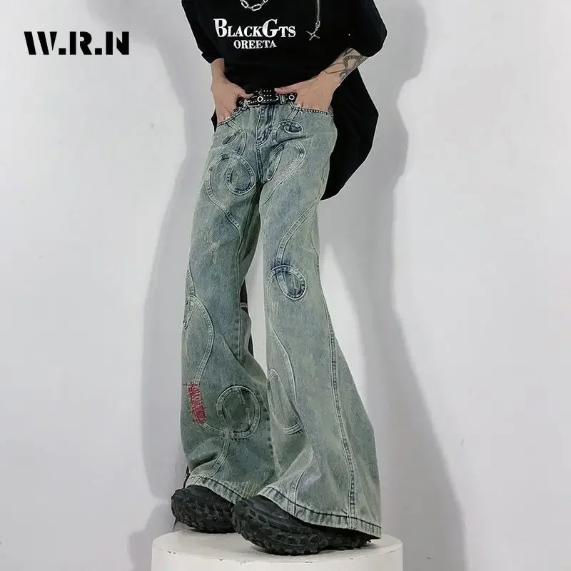 2024 Autumn Harajuku Streetwear Style Slim Denim Trouser Female High Waist Retro Y2K Pants Women's Vintage Sheath Flared Jeans