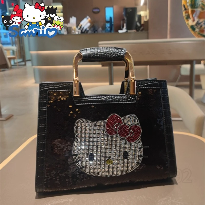  Hello Kitty New Women's Sequin Handbag Cartoon Mini Women's Shiny Shoulder Bag High Quality Fashion Mini Women's Bag