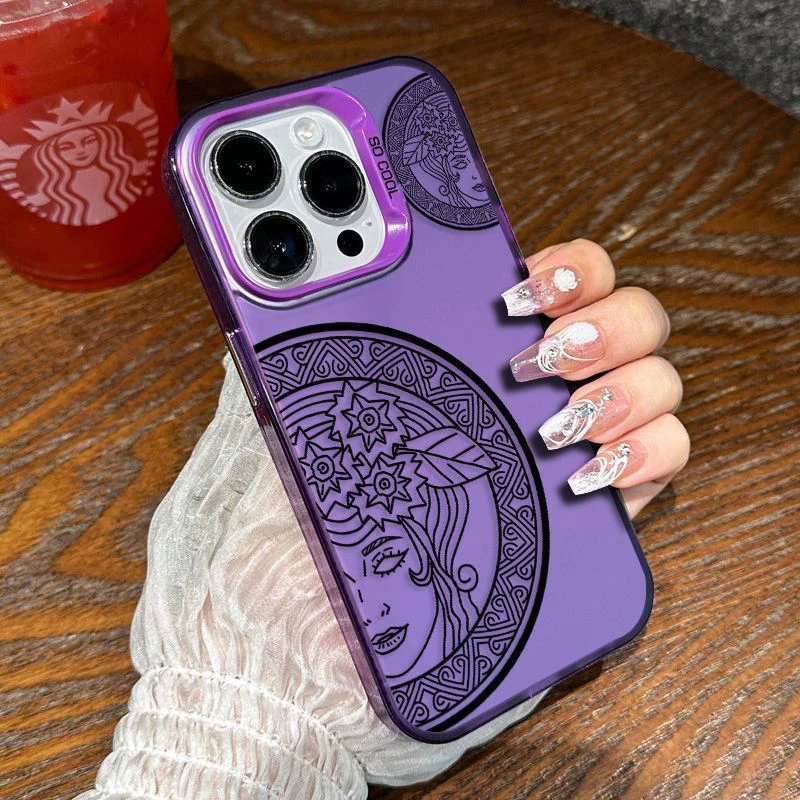 Half Lined Face Color Collision European Niche Phone Case For iPhone 16 15 14 13 12 11 Pro Max XR XS MAX 7 8 PLUS MINI Y2K Cover