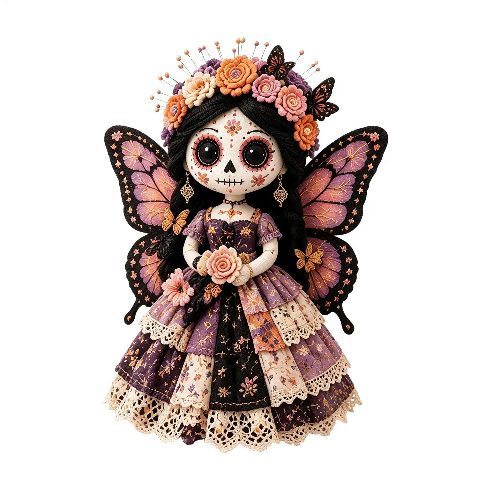 Vintage Day Of The Dead Patchworks Doll DIY Sewing Kit Vintage Sugar Skull Cloth Doll Making Craft Halloween Skeleton Girl set