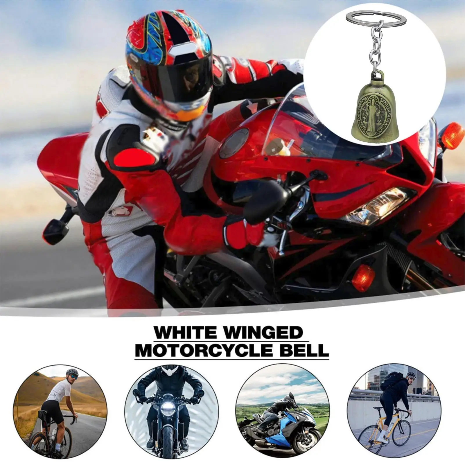 

Gremlin Bell Мотоцикл Удачи Иисус колокольчик Креативный мотоциклетный колокольчик Аксессуары для удачи Ретро езда на удачу Брелок для ключей Bell