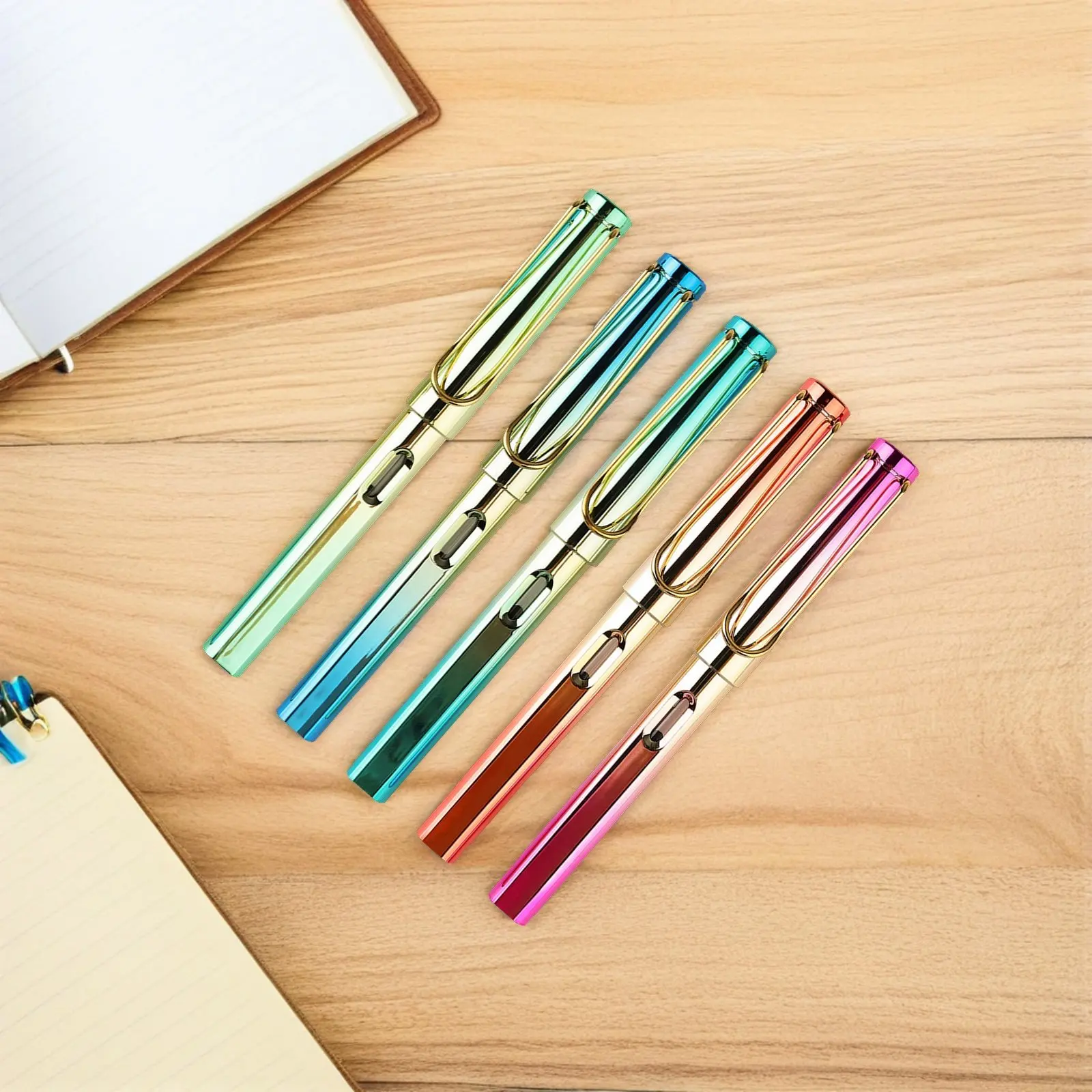 

Набор из 5 многоразовых металлических перьевых ручек для студентов, для каллиграфии и письма, с плавным потоком чернил, канцелярские принадлежности для офиса