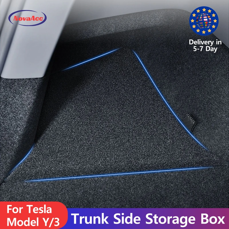 For Tesla Model Y 2022-2024 Model 3 2024 Trunk Side Storage Box For 5 Seater Lid Reinforced Handle Car Interior Accessories