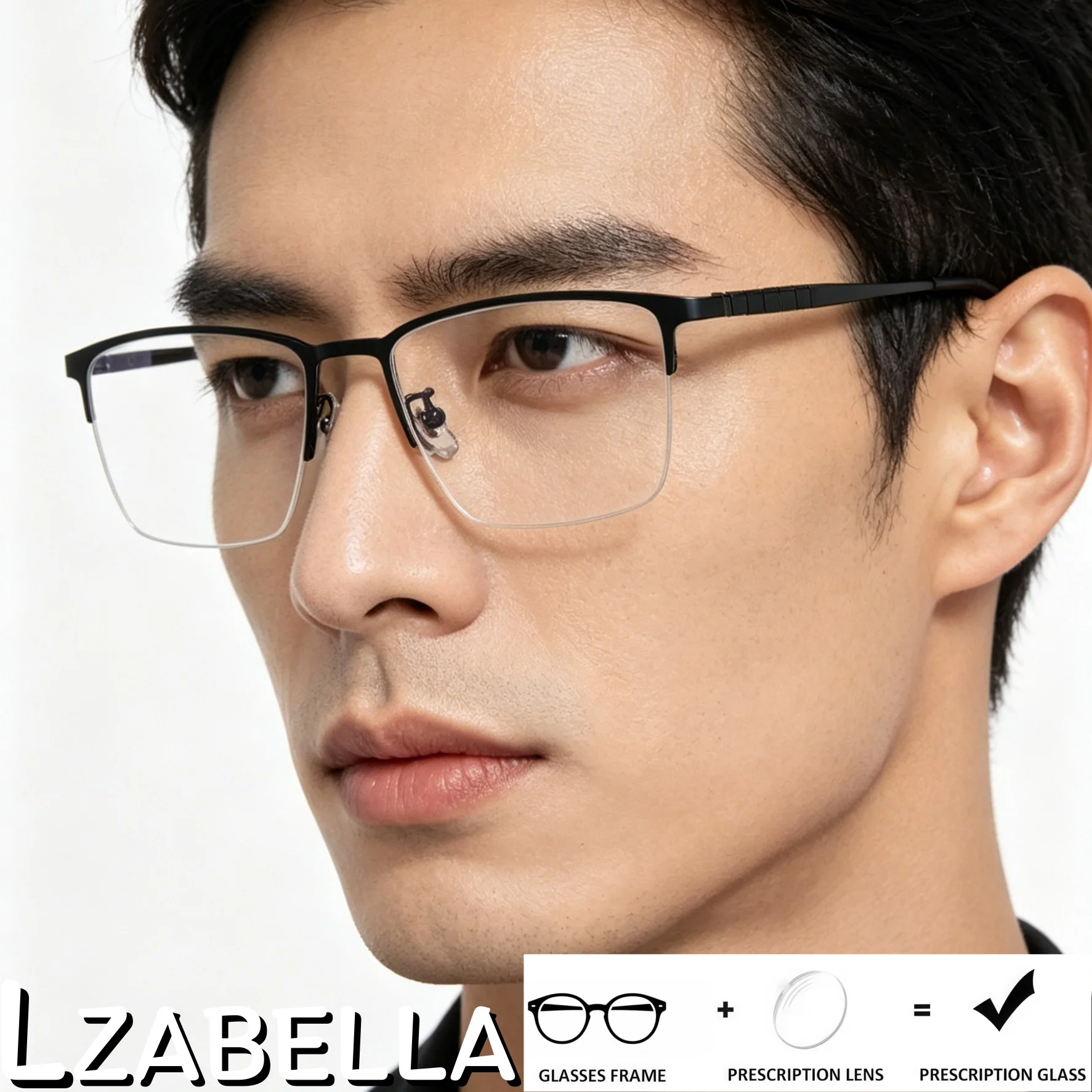 

Lzabella Paure Titanium Half Eyeglasses Ultra Light Business High Quality Optical Frame Myopia Hyperopia Prescription Glasse