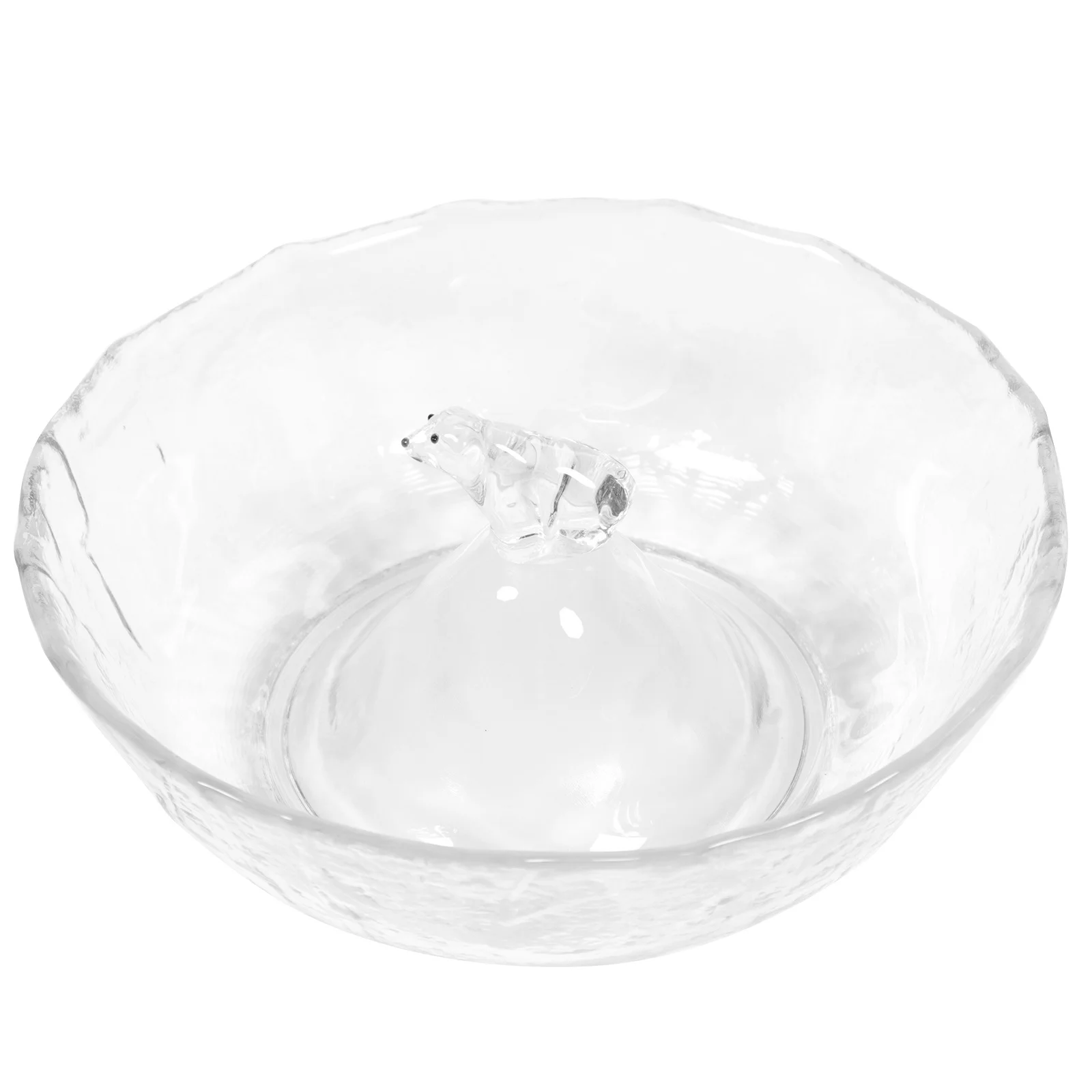 

1Pcs Glass Salad Bowl with 3D Bear Premium Transparent Food Serving Bowl for Dessert Fruit Rice Creative Kitchen