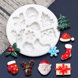 Santa Claus Snowman Reindeer Christmas Tree Silicone Sugarcraft Chocolate Cupcake Baking Mold Fondant Cake Decorating Tools