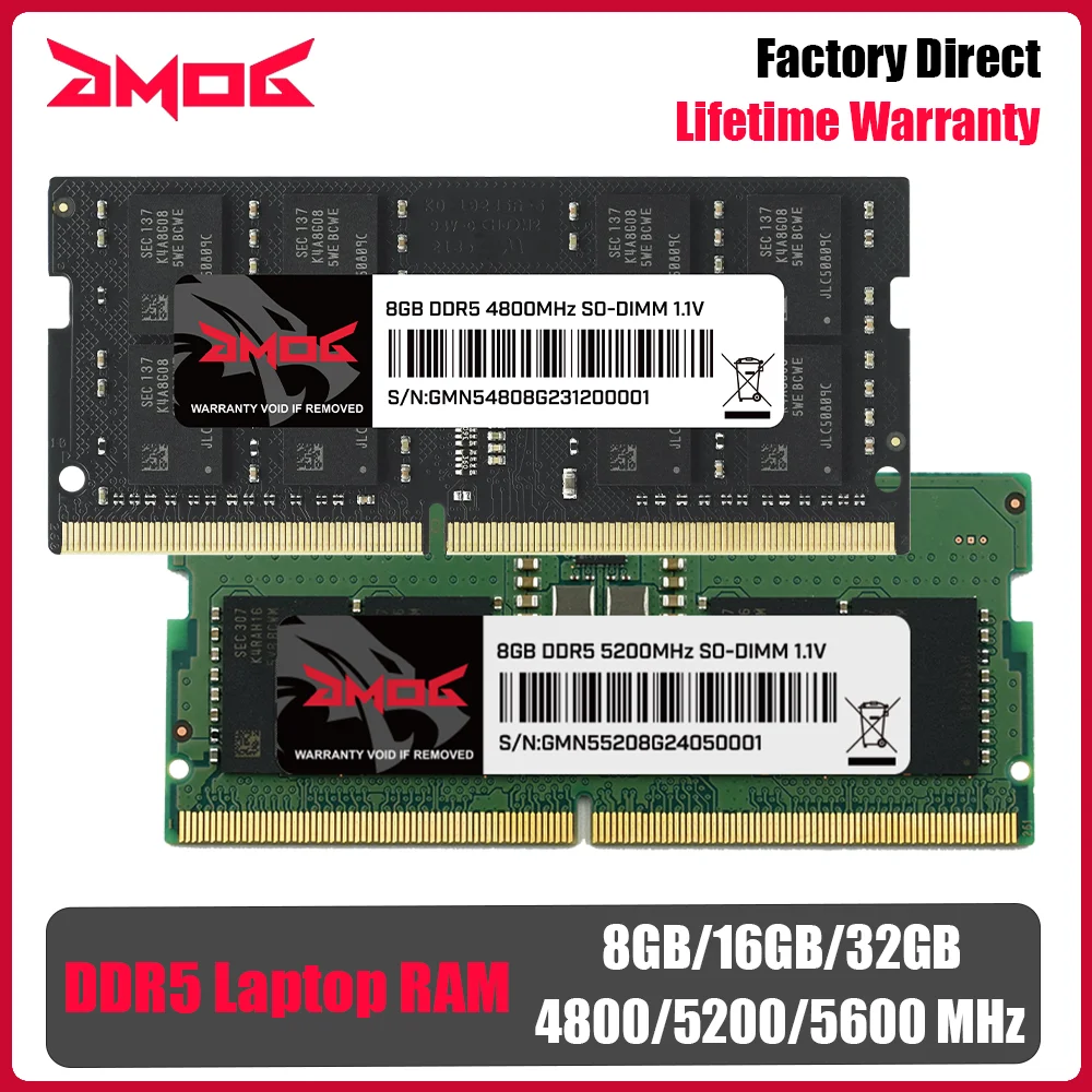 Память GMOG DDR5 для ноутбука, 8 ГБ, 16 ГБ, 32 ГБ, 4800 МГц, 5200 МГц, 5600 МГц, SODIMM, 262 контактов