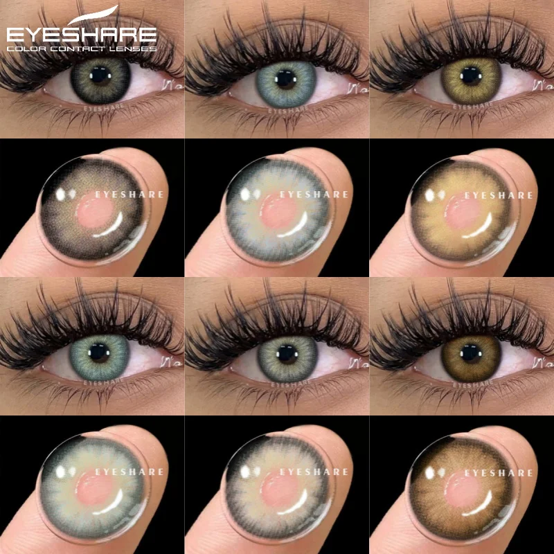 EYESHARE 1 Paar/2 Stück blaue Kontaktlinsen, Farbkontakte für Augen, braune Augenlinsen, graue Linsen, jährliche kosmetische Make-up-Augenkontakte