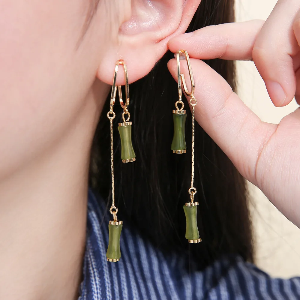

Fashionable and exquisite bamboo earrings, personalized, high-end, elegant, retro, niche, light luxury accessories, earrings