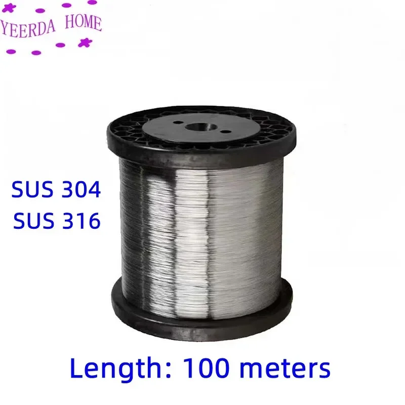 100m Length 304 316 Stainless Steel Strand Medium Hard Fine Wire Soft Single Wire 0.1~0.8mm Custom And Wholesale