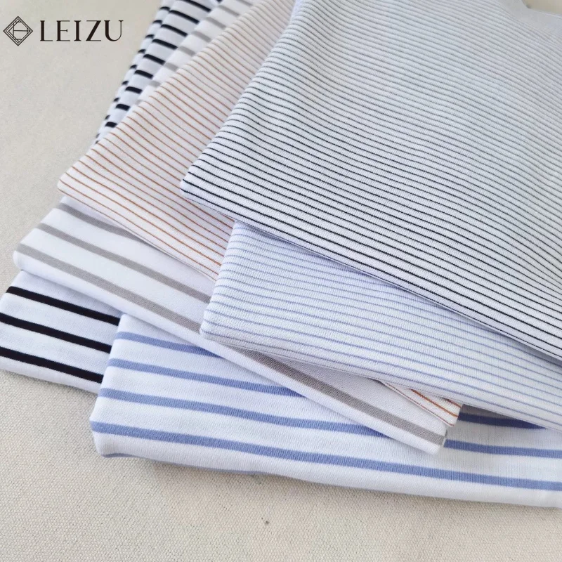 Striped Knitted Fabric Pure Cotton Double Yarn Cloth for Sewing Children's Clothing T-shirts Dresses Doll Clothes Handmade DIY