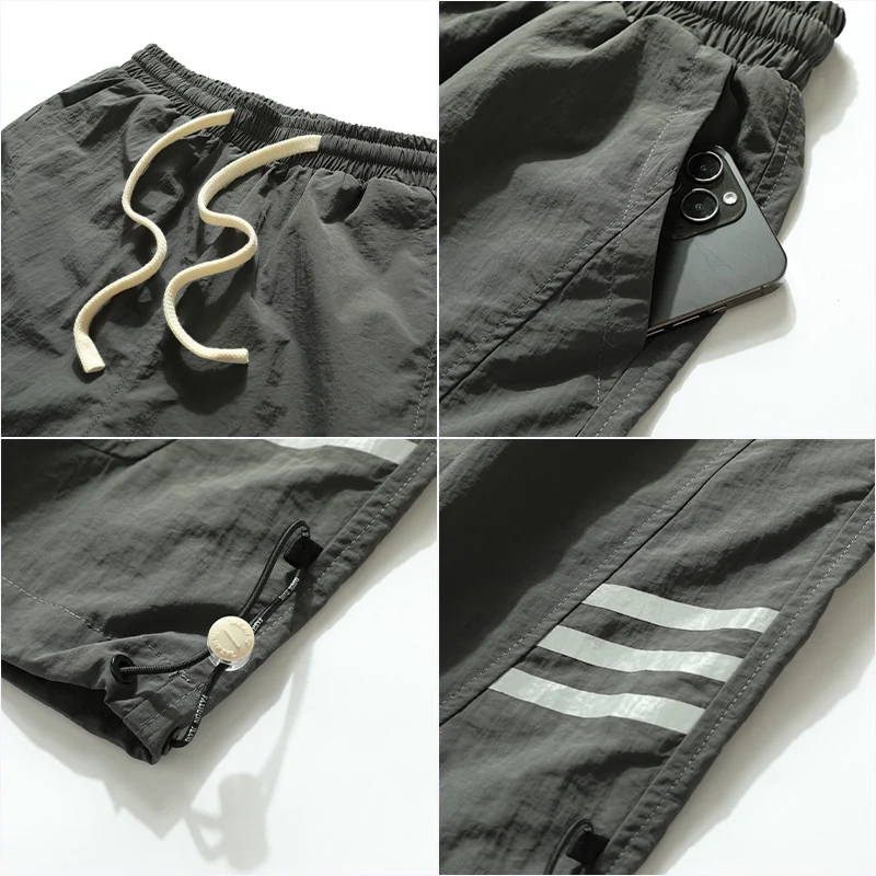 Summer Men Casual Shorts Striped 2023  Sportswear  Sweatpants Jogger Male Qicky Dry Boardshorts